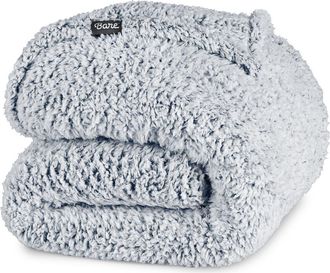 Bare Home Tipped Faux Shearling Throw Blanket in Dusty Blue at Nordstrom