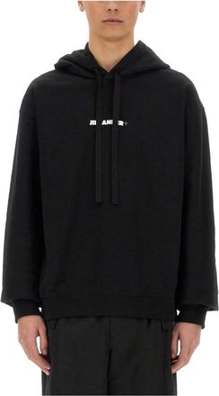 Jil Sander Logo Print Katoenen Hoodie - Heren - Hoodies - Zwart - S - Katoen - Hoodies & sweatvesten