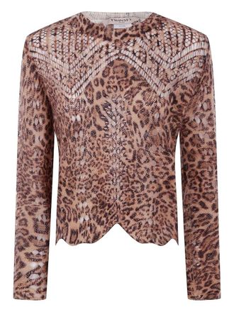 Twin-Set Round Neck Animalier Sweater
