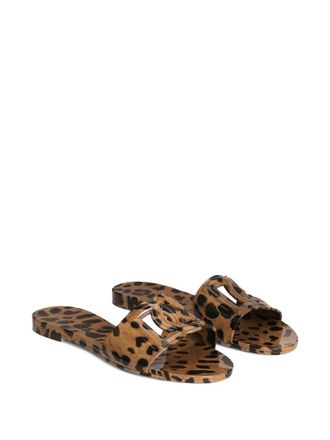 Dolce & Gabbana Leopard Print Sandals - Tan