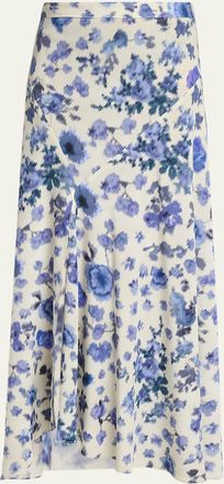 Isabel Marant Sakura Blur Floral Slit Midi Skirt