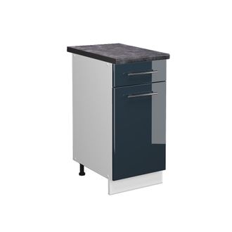 Vicco Mueble Bajo De Cocina Fame-line, Azul Oscuro Alto Brillo, 40 Cm, Et Antracita Vicco