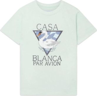 Casablanca Groene Avion T-shirt met Logoprint - Heren - T-shirts - Groen - XL - Katoen - Tops
