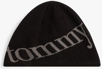 Tommy Hilfiger Mens Tommy Jeans Script Logo Beanie - Black