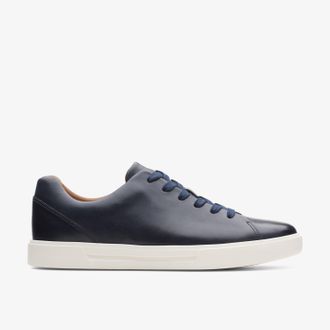 Clarks Un Costa Kant Marineblauwe Leren Sneakers