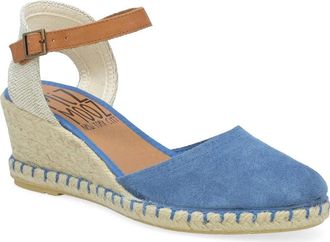 Miz Mooz Womens Miz Mooz Malena Sandal Blue Suede Leather Wedge Heel Espadrille HAWK2383