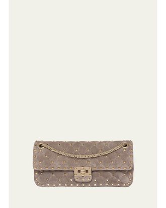 Valentino Garavani Quilted Rockstud Suede Shoulder Bag