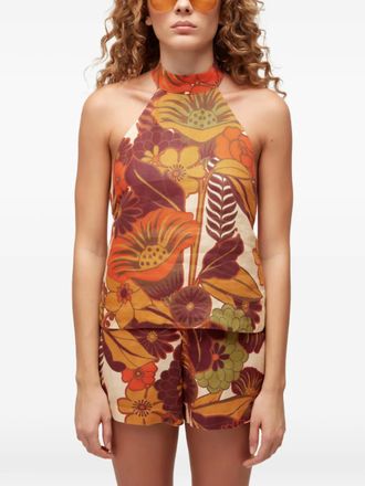 Osklen floral high-neck top - Orange