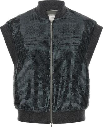 PESERICO Mouwloze Bomber Bodywarmer - Dames - Bodywarmers - Grijs - XS - Pailletten - Jassen