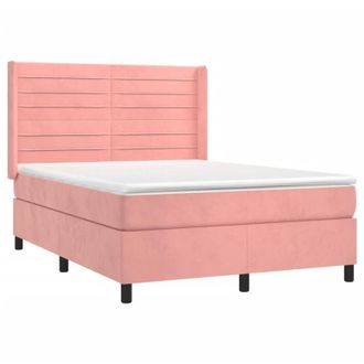 vidaXL Vidaxl - Cama Box Spring Colch&oacute;n Y Led Terciopelo Rosa 140x190 Cm