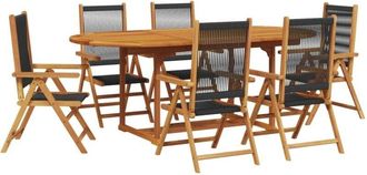 vidaXL vidaXL 7 Piece Garden Dining Set Black Polypropylene and Solid Wood
