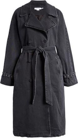 Good American Uniform Denim Trench Coat in Black351 at Nordstrom Rack, Size Xx-Small/x-Small