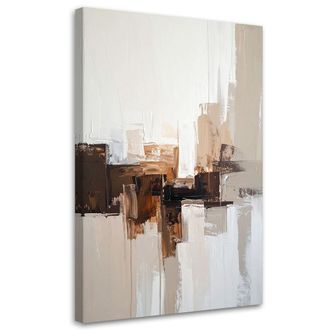 Feeby Cuadro En Lienzo, Abstracci&oacute;n En Tonos Beige Y Marr&oacute;n, 80x120