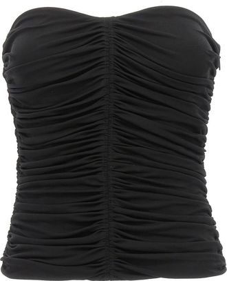 Saint Laurent Black Strapless Draped Top