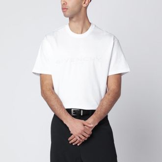 Givenchy White cotton and silk T-shirt with jacquard logo