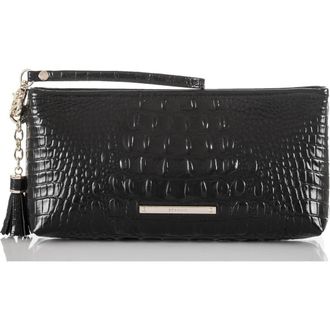 Brahmin Kayla Embossed Leather Clutch in Black at Nordstrom