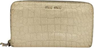 Miu Miu Pre-owned Leather Wallet - Dames - Vintage Accessoires - Wit - ONE Size - Leer - Vintage