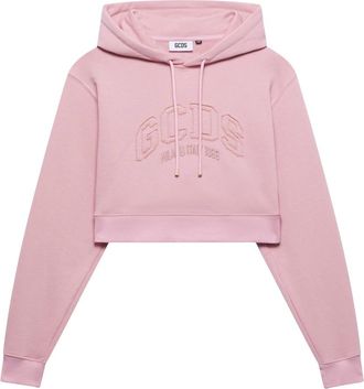 GCDS Lounge Logo Crop Hoodie - Dames - Hoodies - Roze - M - Hoodies & sweatvesten