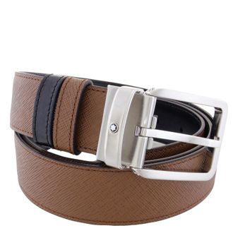 Montblanc Rectangular Buckle Fauve / Black 35 mm Reversible Leather Belt