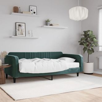 vidaXL Vidaxl - Furniture Limited - Sof&aacute; Cama Con Colch&oacute;n Terciopelo Verde Oscuro