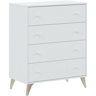 No Brand Cassettiera 95 cm bianco opaco con 4 cassetti - Pineto