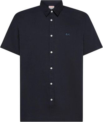 Sun 68 Short Sleeve Shirt - Heren - Korte mouwen Overhemden - Blauw - S - Katoen - Overhemden