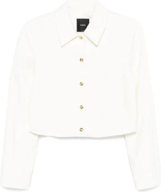 Pinko Guazzetto Crop Jacket - Dames - Zomerjassen - Wit - M - Leer - Jassen