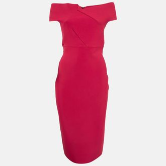 Roland Mouret Pink Jersey Off-Shoulder Bodycon Dress