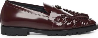 Pinko Rode Leren Platte Schoenen - Dames - Loafers - Bruin - 41 EU - Schoenen