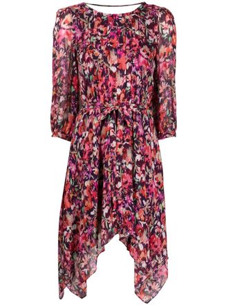 Patrizia Pepe floral-print belted short dress - women - Viscose - 38 - Red