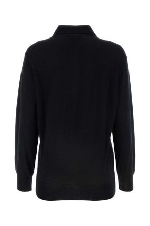 Prada Womens Black Cashmere Polo Shirt Nero Ws-Trochus Niloticus