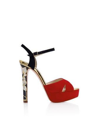 Freya Rose Rose in Bloom Rouge Ankle Strap Pearl Heel Sandal in Red at Nordstrom, Size 36