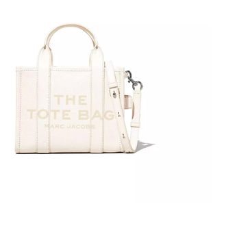 Marc Jacobs Handbags, female, White, Size: ONE SIZE The Leather Small Tote Bag