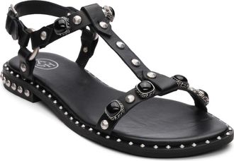 Ash Pebble Stud Embellished Ankle Strap Sandal in Black at Nordstrom, Size 10Us