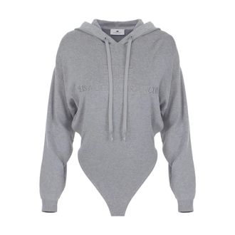 Elisabetta Franchi Hooded Knit Bodysuit - Dames - Tops - Grijs - Maat: M