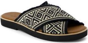 Toms Mae Crisscross Slide Sandal in Black/Ivory at Nordstrom Rack, Size 6.5