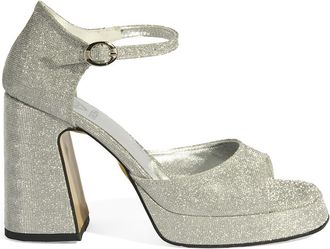 Desa Woman Platform Heels - Textile Upper, Faux Leather Lining, Buckle Closure, Platform Heel | Silver - 38