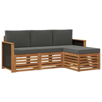 vidaXL Conjunto De Sof&aacute;s De Exterior 4 Pcs Natural Y Antracita Vidaxl