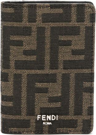 Fendi FF card holder - men - Fabric/Calf Leather - One Size - Brown