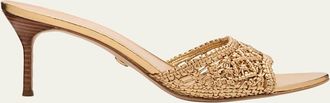 Veronica Beard 70mm Tia Macrame Metallic Leather Sandals
