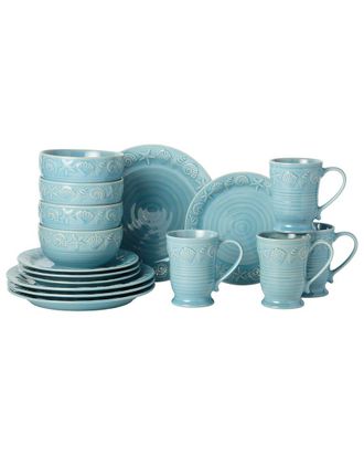 Certified International Coastline Blue 16Pc Dinnerware Set, Service For 4
