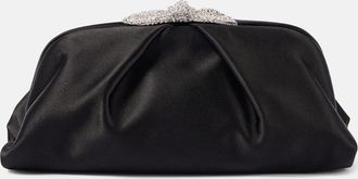 Aquazzura Very Bow Tie embellished satin clutch