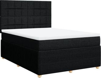 vidaXL Cama Box Spring Con Colch&oacute;n Tela Negro 140x200 Cm Vidaxl