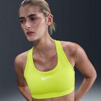 Nike Womens Swoosh Medium Support Padded Sports Bra in Green | DX6821-389