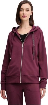 DKNY Two-Tone Logo Drawstring Hoodie - Dames - Vesten met rits - Rood - XS - Katoen - Hoodies & sweatvesten