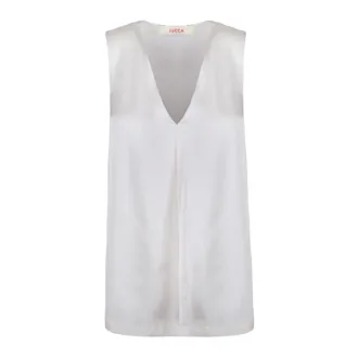 Jucca Sleeveless Tops, female, Beige, Size: M Satin Silk Sleeveless Top