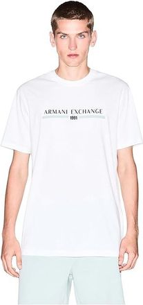 A|X Armani Exchange 1991 Chest Logo T-shirt Mens T Shirt White : 2XL, Cotton