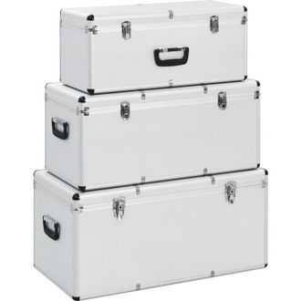 vidaXL Vidaxl - Cajas De Almacenamiento 3 Unidades Aluminio Plateado