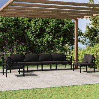 vidaXL Set Muebles De Jard&iacute;n 6 Pzas Y Cojines Aluminio Gris Antracita Vidaxl