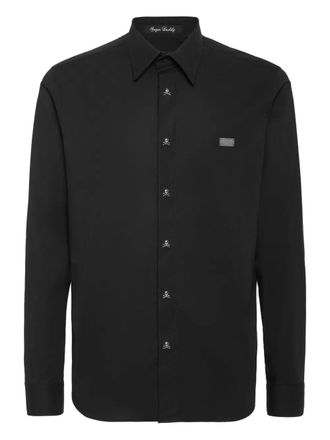 Philipp Plein Mens Sugar Daddy Button-up Shirt - Black Cotton - Size Small